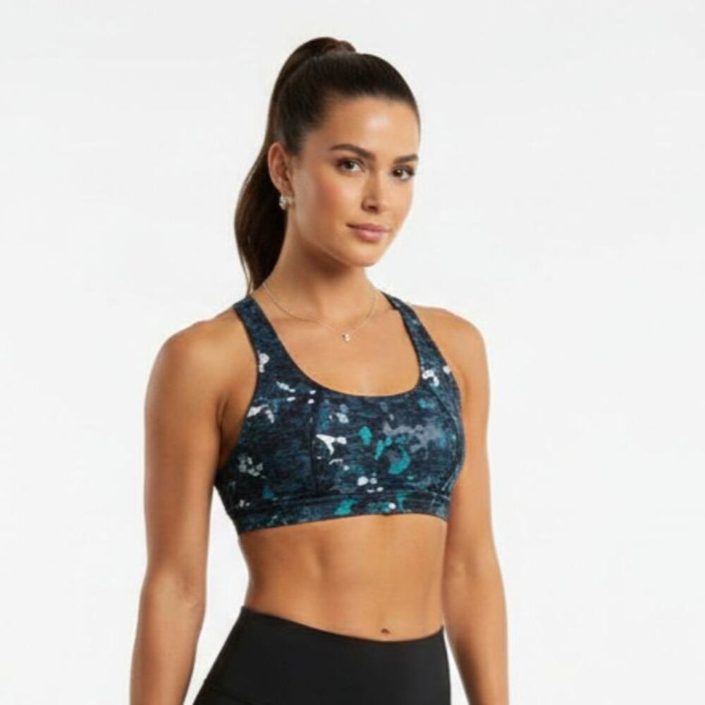 Sweaty Betty Green & Black Cropped Athletic Sport Workout Bra Top S